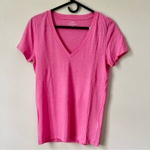 🆕 J. Crew Factory Slub Cotton V-Neck Tee - Bright Pink - Medium